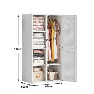 White  Ant box Portable standing closet Hanging and stackable clothing storage cabinet Portable wardrobe