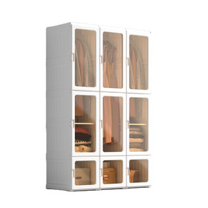 2022 storage cabinet  plastic  Folding modern wardrobe Foldable Clothes Bedroom PP Plastic Closets for living room cabinet