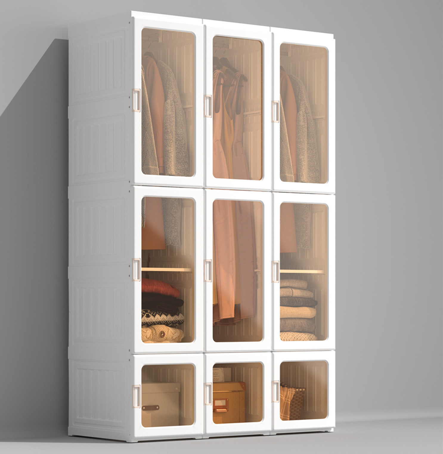 Modern minimalist white Armoire with drawers for bedroom 2021 minimalist wardrobe Simple wardrobe