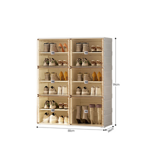 Hot selling plastic shoe Storage 10 Tier Shoe Rack clear shoe cabinet Mayi box