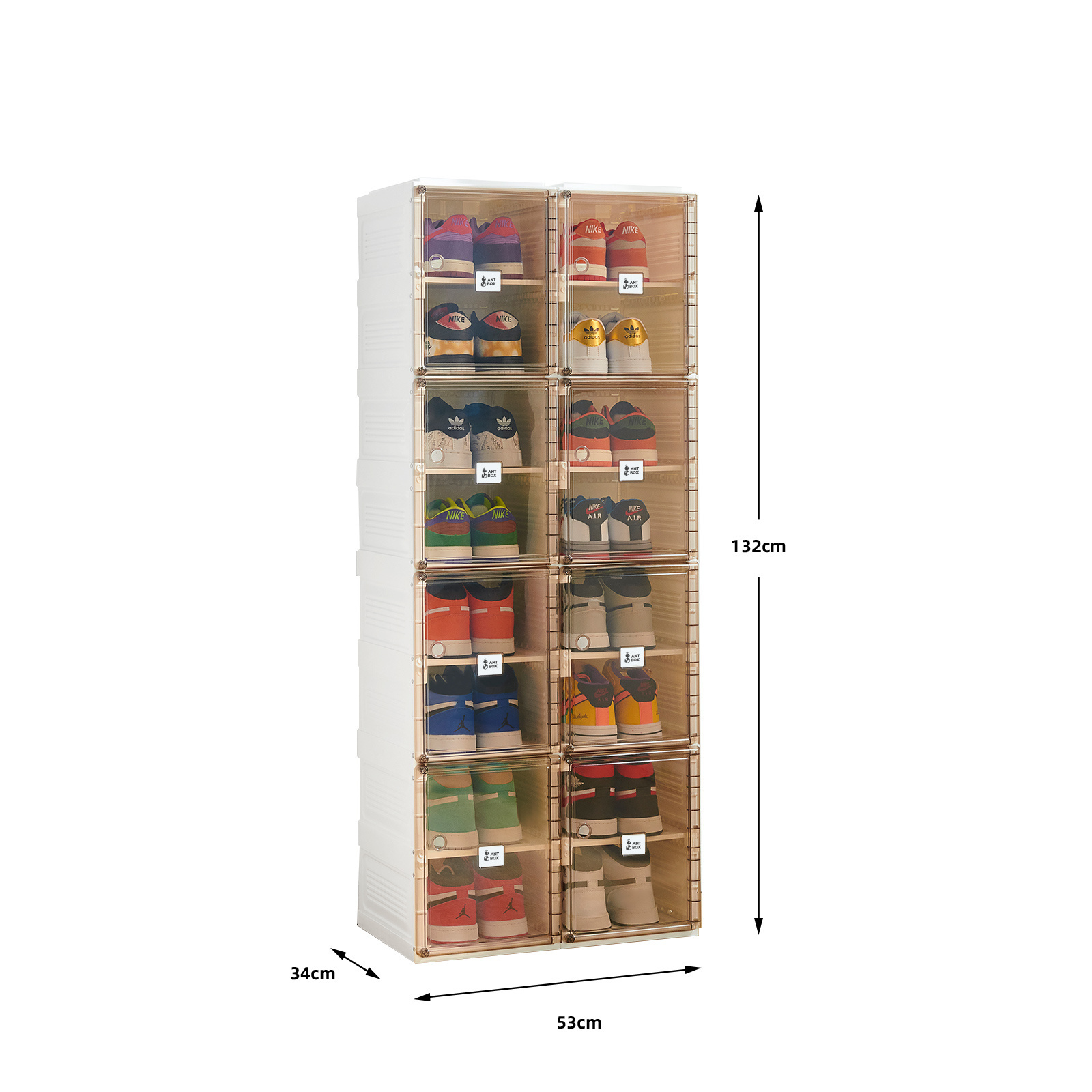 2021 No assembly customize for 12 pairs shoes  stackable clear gift box shoes  OEM folding shoe rack cabinet furniture