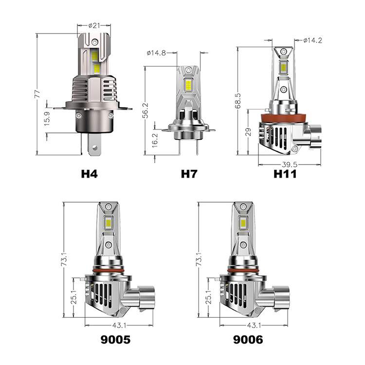 Wholesale K10 Auto Headlamp Fanless 12V White Light Car Canbus LED Bulb H1 H4 H7 9005 9006 Car Led Headlight Bulb