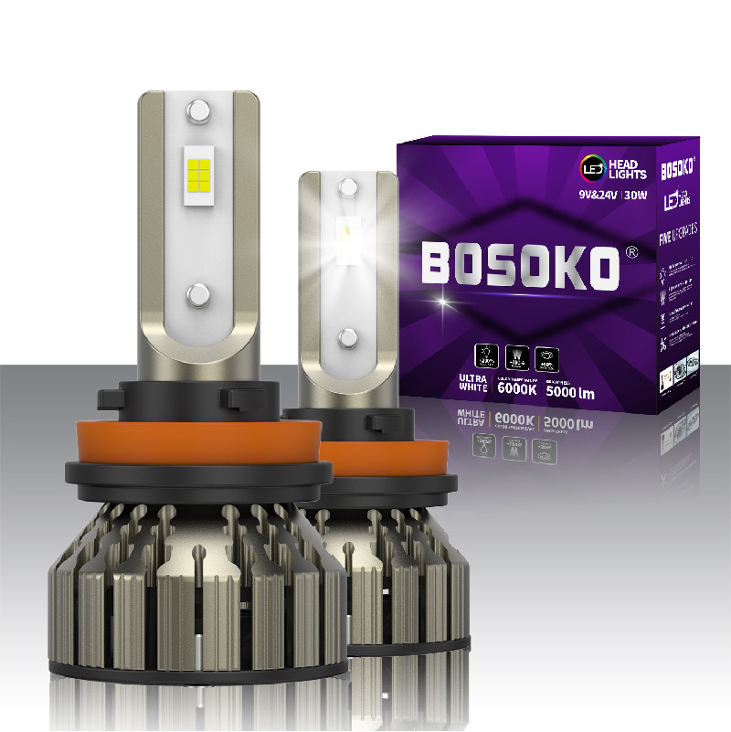 BOSOKO hot H11 based tiny body easy installation 3pcs chip focus light toby Fahren pattern beam lamp optical lens led headlight