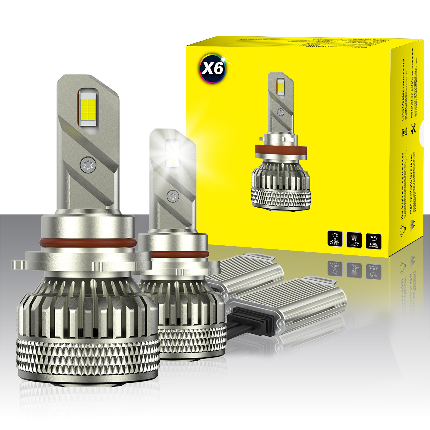 Super Bright LED Headlight Bulbs Conversion Kit 100W 12000LM 9005 9006 9004 9007 H1 H4 H7 Aozoom LED Headlight for Car