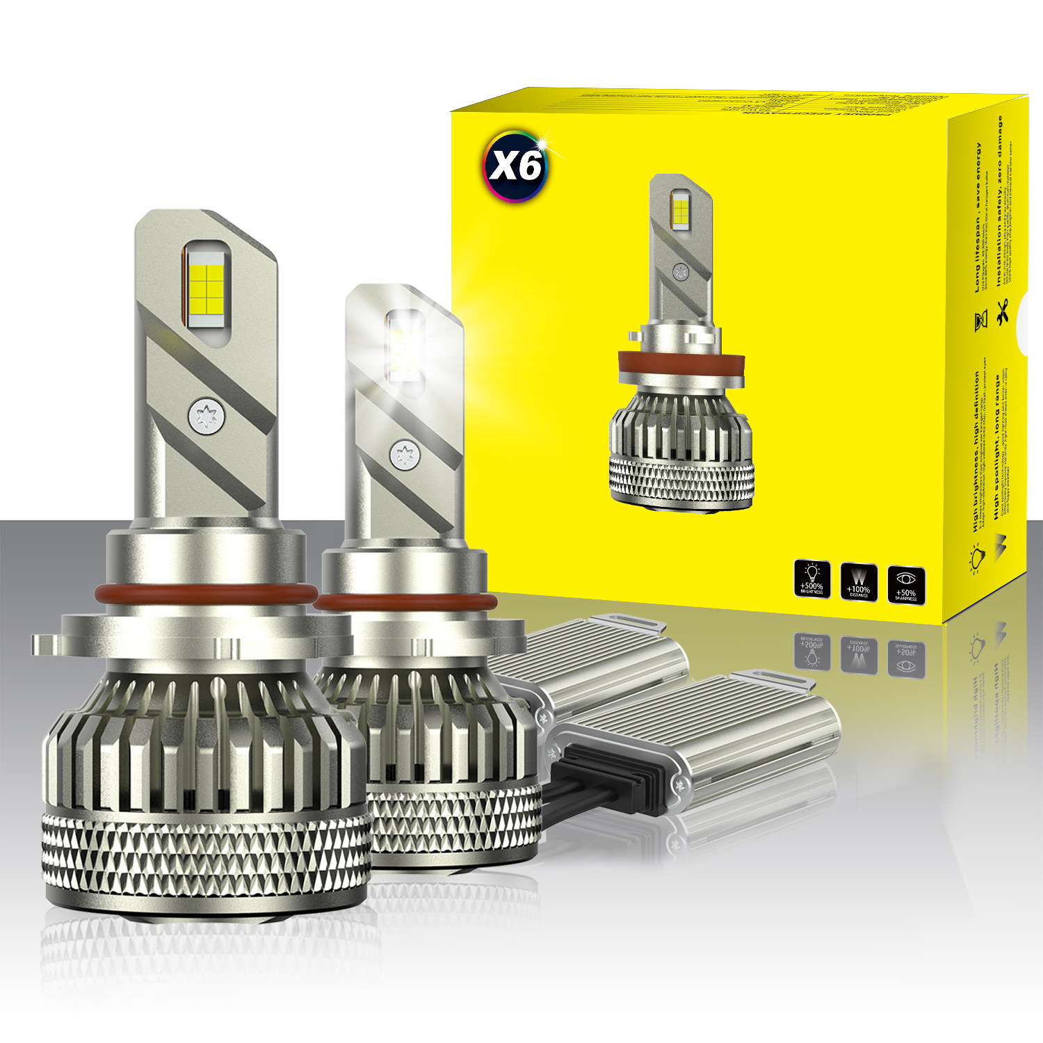 Super Bright LED Headlight Bulbs Conversion Kit 100W 12000LM 9005 9006 9004 9007 H1 H4 H7 Aozoom LED Headlight for Car