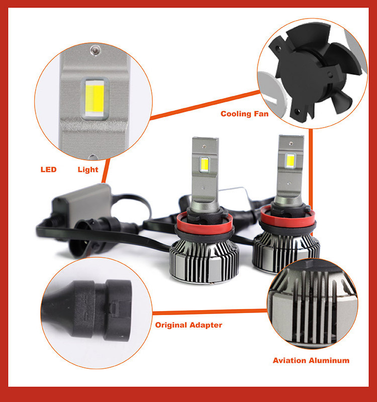 Auto lighting system canbus high low beam yellow and white color 6500K car led headlight car accessories