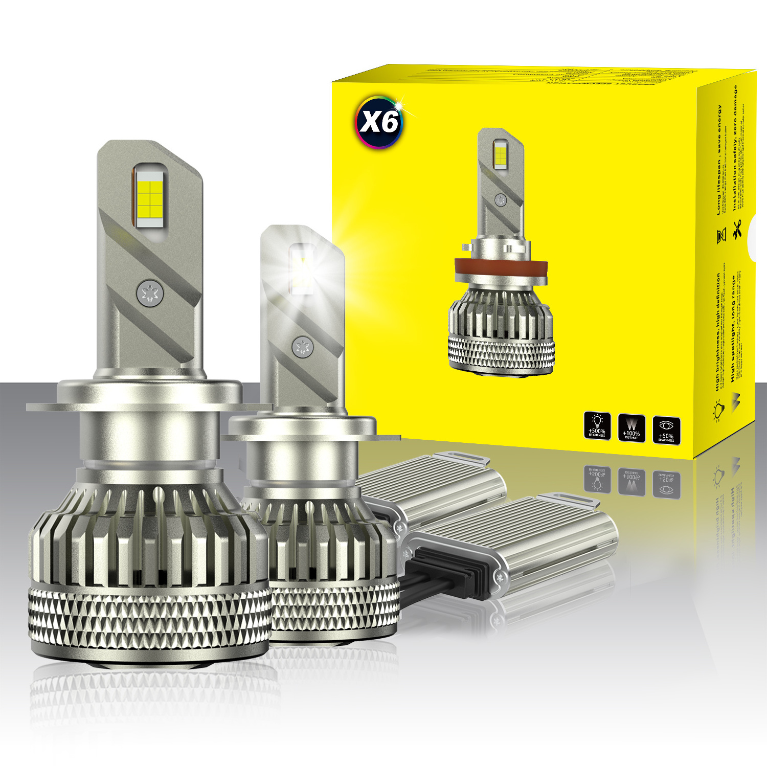 Super Bright LED Headlight Bulbs Conversion Kit 100W 12000LM 9005 9006 9004 9007 H1 H4 H7 Aozoom LED Headlight for Car