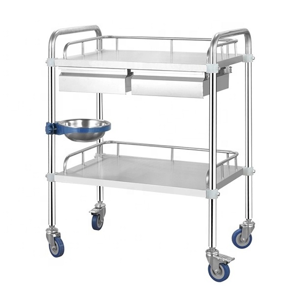 Stainless steel medical trolley with drawers assemble treatment cart customized size medicine nurse emergency hospital trolley