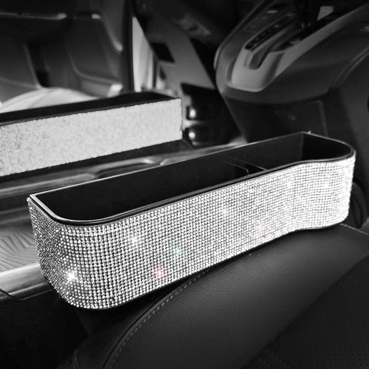 Bling Sparkle Crystals Car Seat Side Gap Filler for Console Storage Organizer