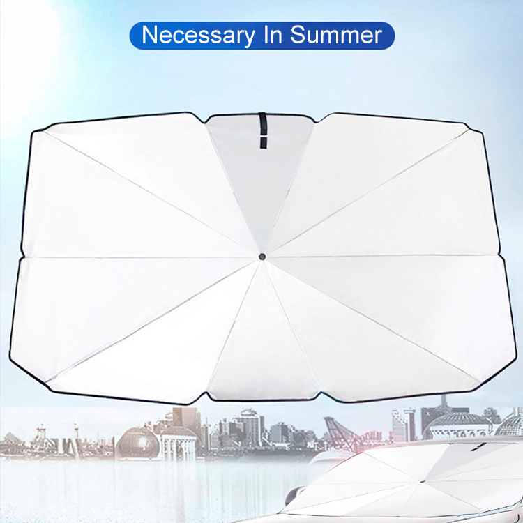 Durable Titanium Silver Hot Selling Car Front Windshield Sun Shade for UV Rays Heat Visor Protector Foldable Reflector Umbrella