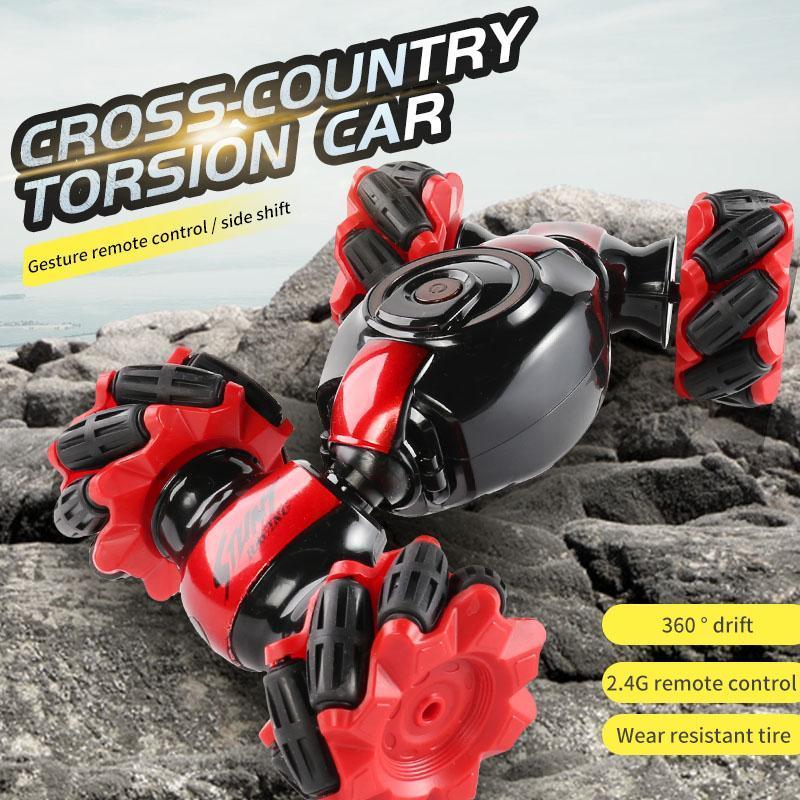 2.4G Double Control 4wd Transforming Twist Stunt Remote Control Car Hand Watch Control RC Toy Car