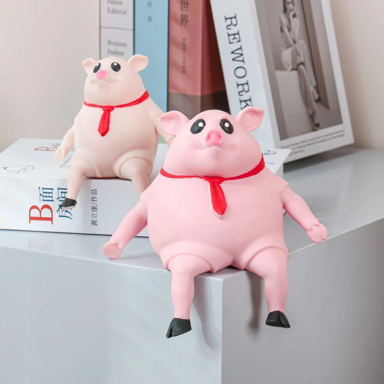 Cute funny pink decompression stretchy piggy splash porky porkysplash TPR Pig stress squishy pig for squeeze stress relief Toy