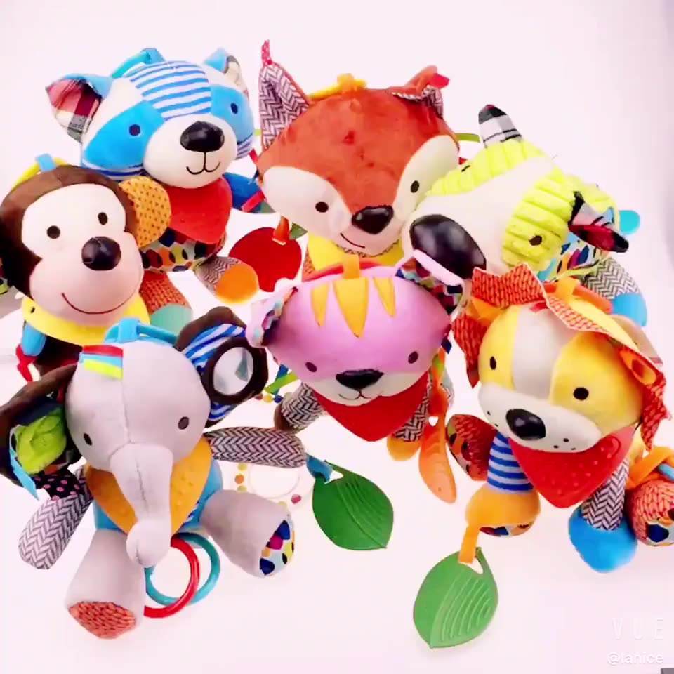 Baby Toy Soft Hanging Rattle With Teethers Plush Animal Stroller Car Seat Crib Wind Chimes Learning Hanging Toys