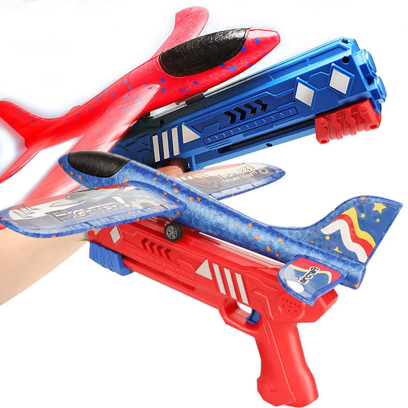 New Foam Aircraft Launcher Glider Flight Flying Foam Airplane Shoot Gun Pistol Toys Children Catapult Plane Launcher Toy