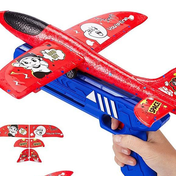 New Foam Aircraft Launcher Glider Flight Flying Foam Airplane Shoot Gun Pistol Toys Children Catapult Plane Launcher Toy