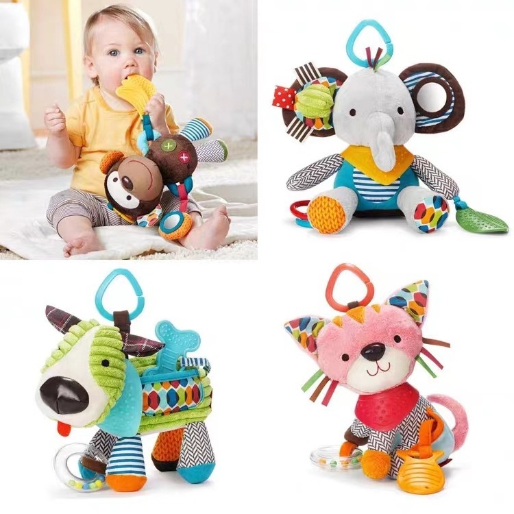 Baby Toy Soft Hanging Rattle With Teethers Plush Animal Stroller Car Seat Crib Wind Chimes Learning Hanging Toys