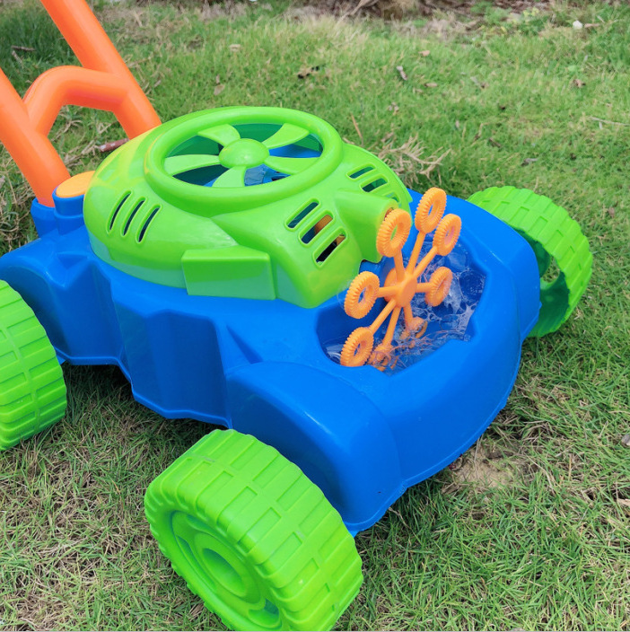 Automatic Kids Outdoor Toys Hand Push Walker Lawn Games Bubble Mower Bubble Blower Machine Toy For Children's Gift