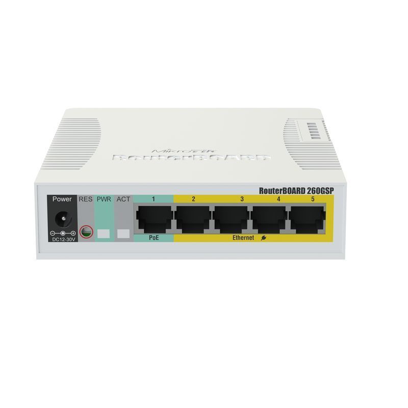 MikroTik RB260GSP Switch CSS106-1G-4P-1S 5x RJ45 1000Mb/s 1x SFP 4x Passive PoE Network Switches