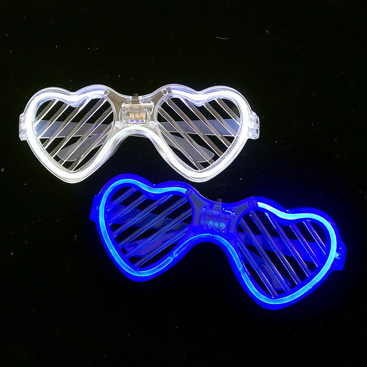 LED Party glasses love window shades Light Up Heart Shape Glow in Dark Shutter Luminous Flashing led glasses for Party