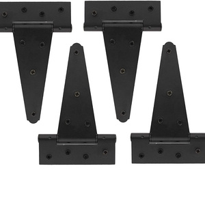 Triangle Door Hinge 4 Pk - Heavy Duty 6 Inch T-Strap Farmhouse Style Door Hinges Matte Black Barn Door Hinges