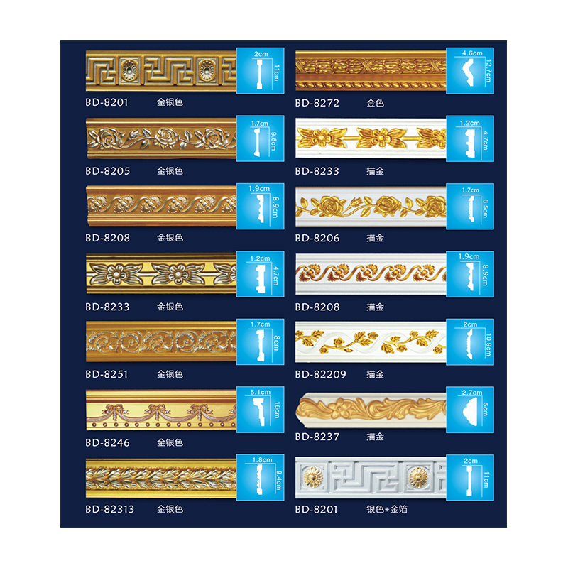 Faux line Architectura Interior PU Foam Crown moulding Cornice PU Moulding Carved panel moulding For Hotel home school