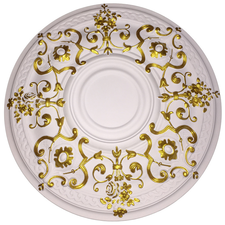 Pu Classic Artistic Ceiling Lighting Ceiling Smooth White PU Ceiling Medallion ARTIFICIAL for home decor