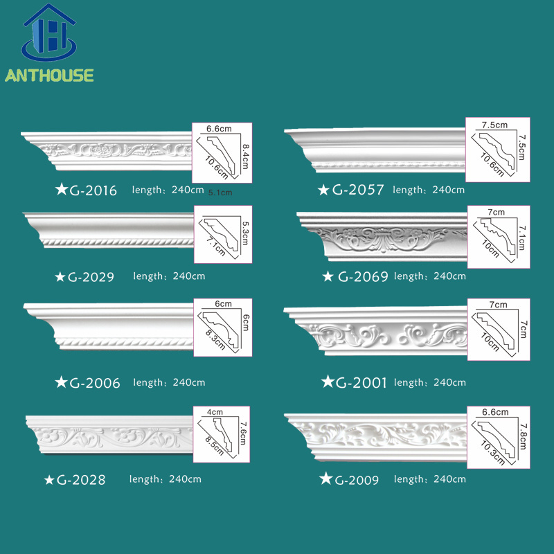 House Decoration PU crown moulding foam cornice moulding foam baseboard trim for exterior