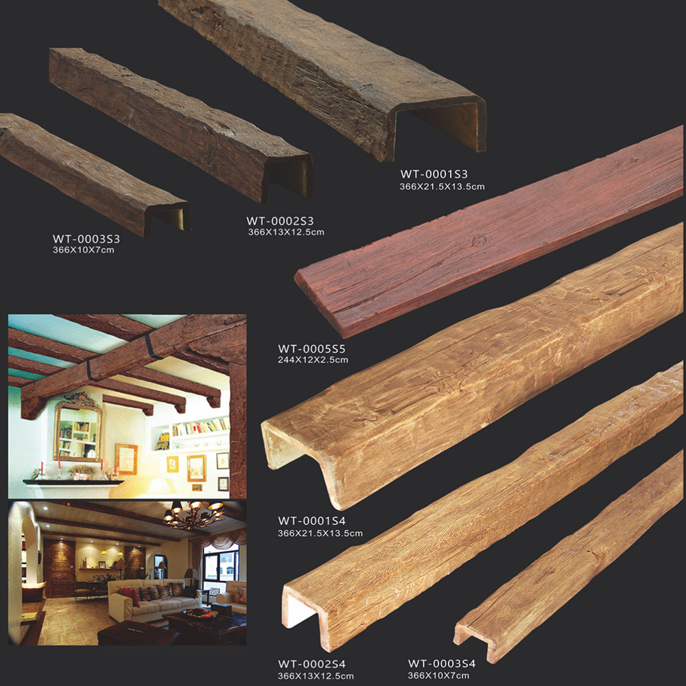 Wholesale Light Weight polyurethane foam Faux Wood Beams pu artificial wood beams for home Ceiling Decoration