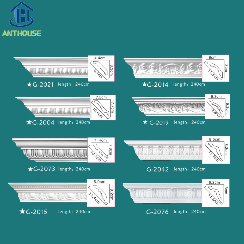 Polyurethane High Density interior wall panel decoration PU cornice building exterior molding Cornice Moulding