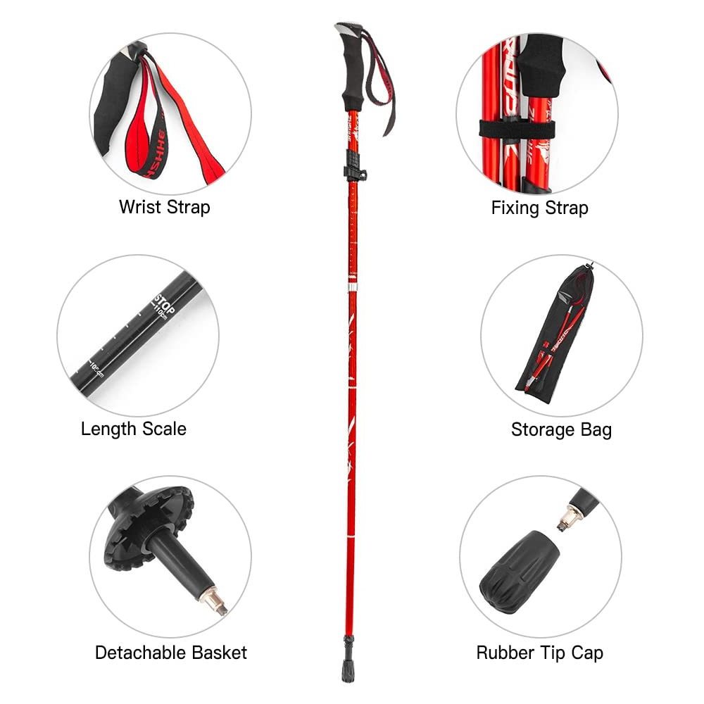 Anthrive Aluminum Alloy Alpenstock Lightweight Portable Collapsible Multifunctional Climbing Stick Outdoor Walking Stick