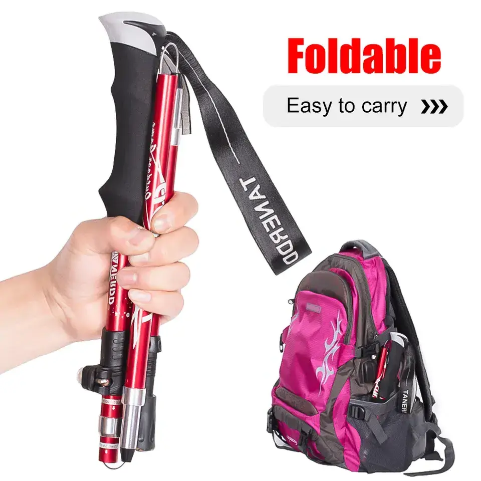 Anthrive Aluminum Alloy Alpenstock Lightweight Portable Collapsible Multifunctional Climbing Stick Outdoor Walking Stick