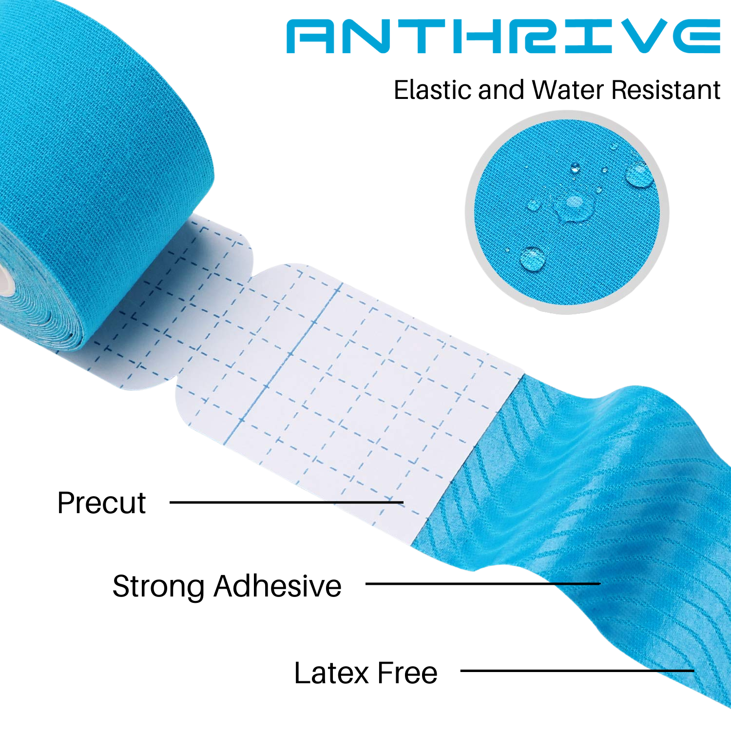 Anthrive Hot Sale Custom 5cm Precut Cotton Rigid Body Adhesive Sport Athletic Waterproof Kt Muscle Kinesiology Tape