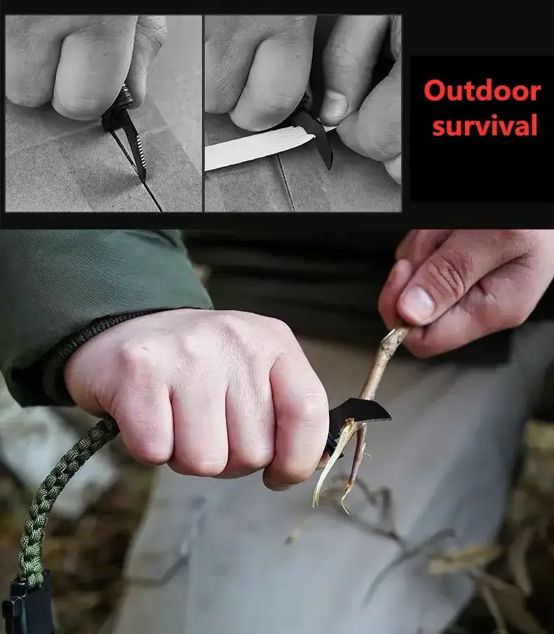 Anthrive Camping Hiking 550lb Paracord Woven Outdoor Paracord Knife Survival Bracelet With Fire Starter Compass Whistle