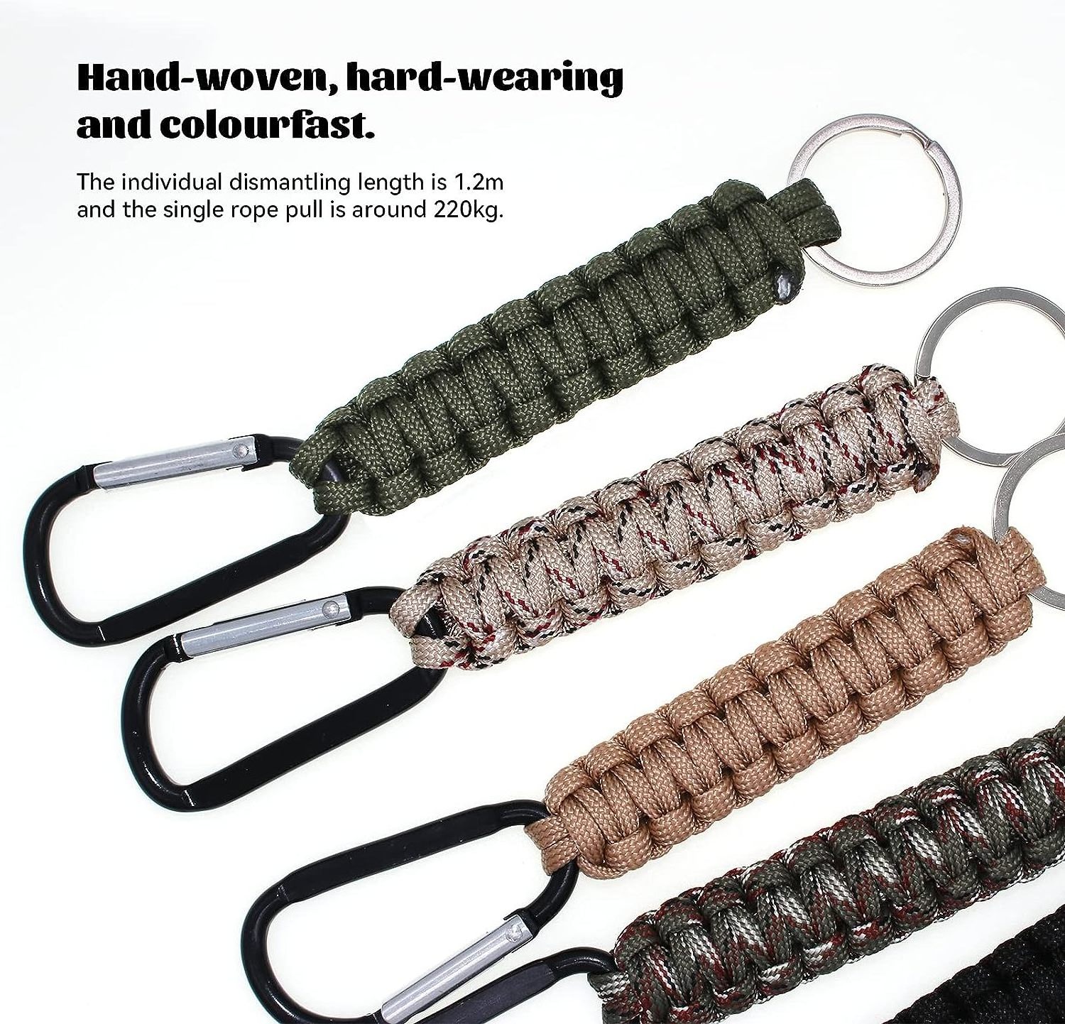 Anthrive Paracord Keyring Braided Kit Lanyard with Carabiner Clip Keychain Lanyard Ring Hook for Outdoor Camping Hiking