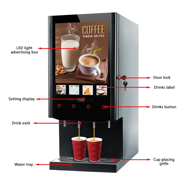 Commercial Milk Tea Desktop 4 Hot Flavors Instant Coffee Vending Machine