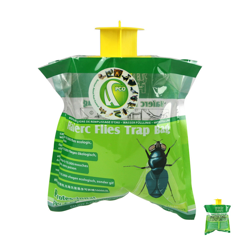 Fly trap with water soluble bait powder plastic fly catcher bag Outdoor Disposable Fly Trap