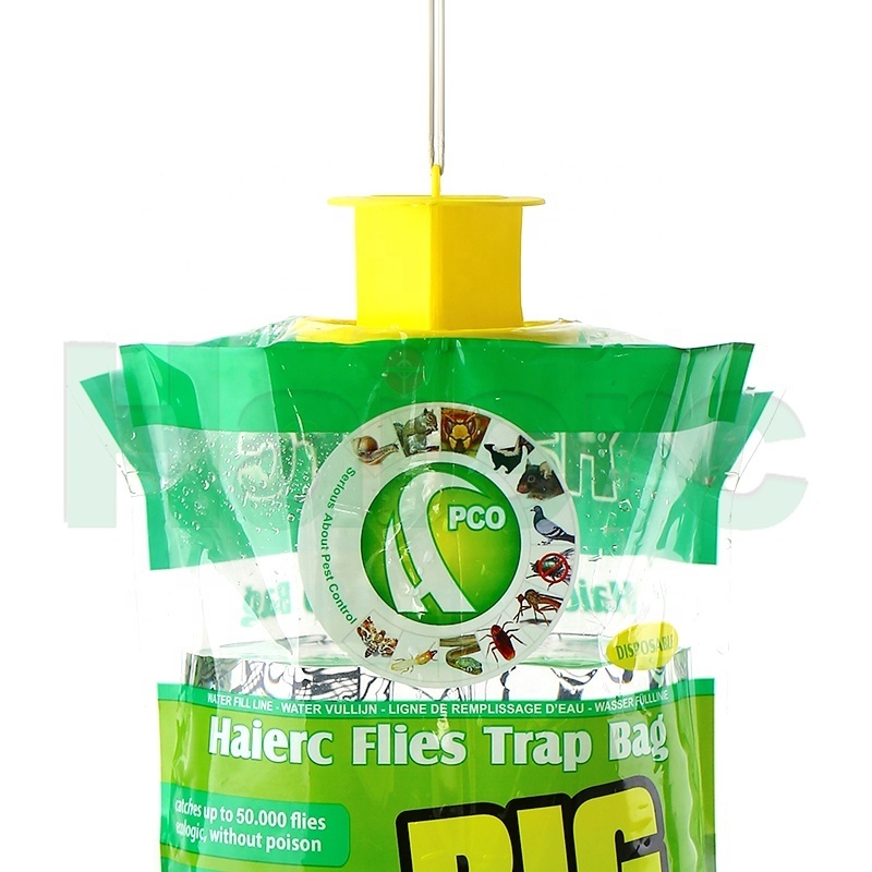 Fly trap with water soluble bait powder plastic fly catcher bag Outdoor Disposable Fly Trap