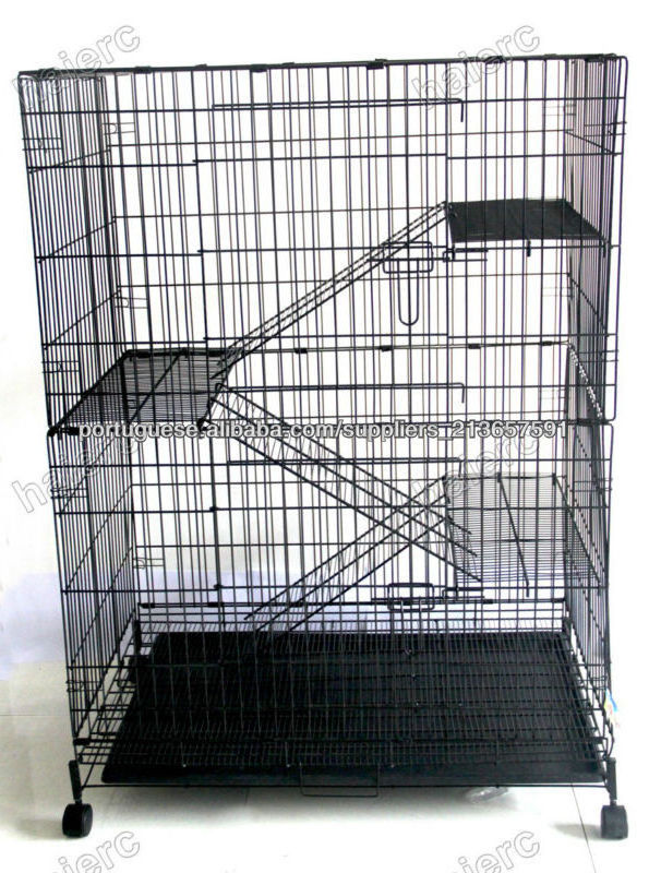 Haierc Foldable Four Levels Cat Cages Dog Kennels Animal Cages With Plastic Tray