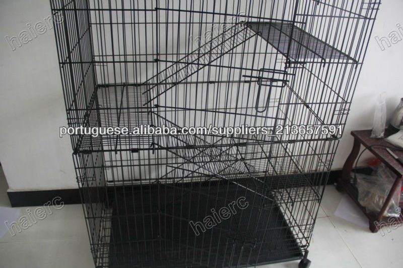 Haierc Foldable Four Levels Cat Cages Dog Kennels Animal Cages With Plastic Tray