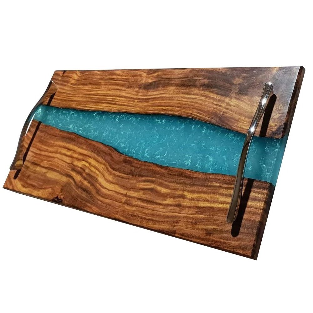 Standard Quality Epoxy Wood Serving Tray Latest Design Wooden Epoxy Serving Tray For Kitchen Use From India