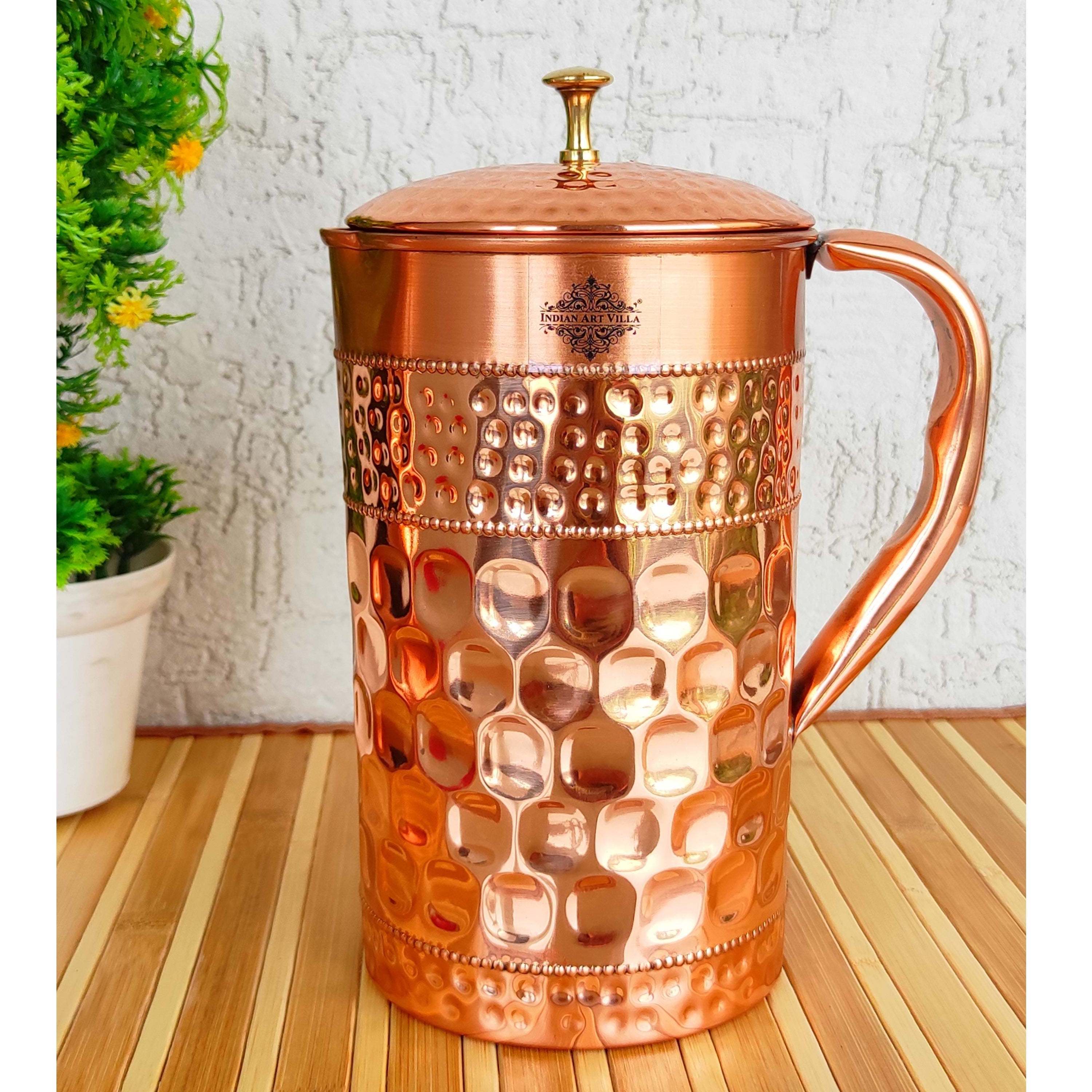 Trendy Pure Copper Jug Custom Wholesale Oem Drinking Copper Jug With Glass For Home Hotel Restaurant Indian Copper Jug