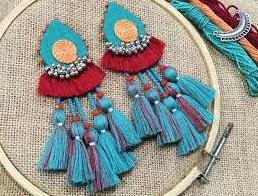 Fashion Jewellery Embroidery Earrings from India Handmade Beaded Earrings for Women and Girls from India  Exporter