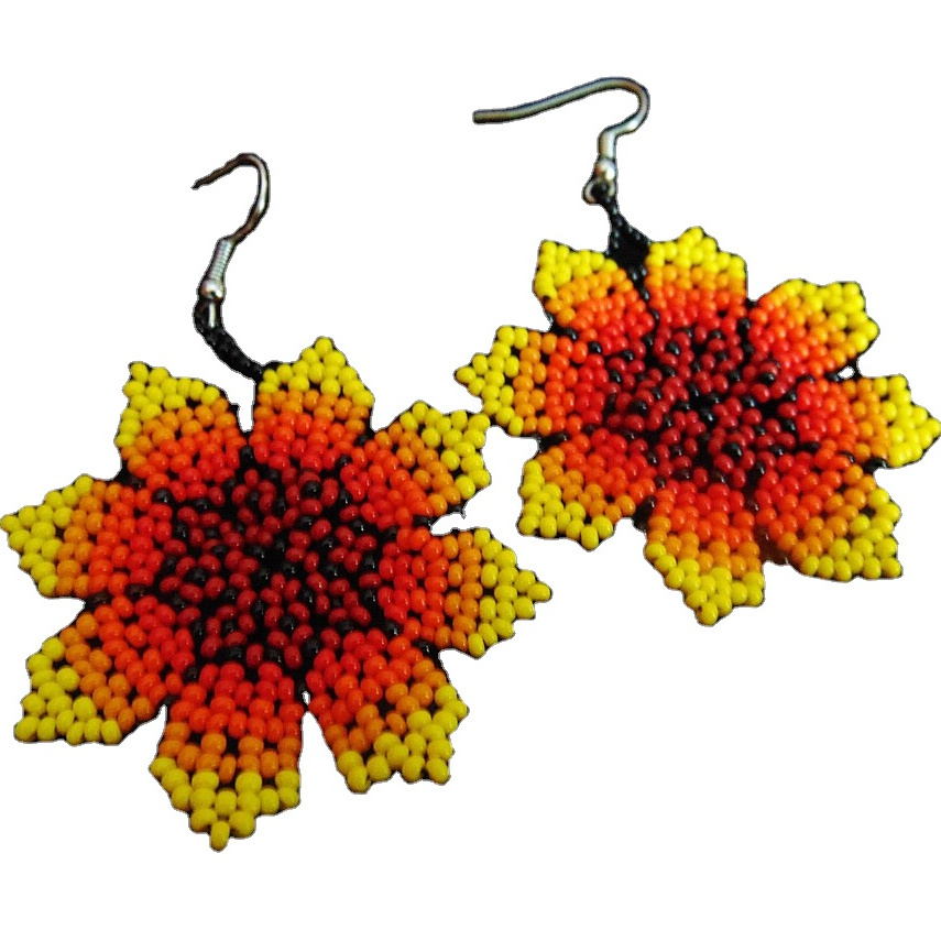 Fashion Jewelry Seed Bead Embroidered Earrings From India Handmade Multi Color Earrings For Women And Girls