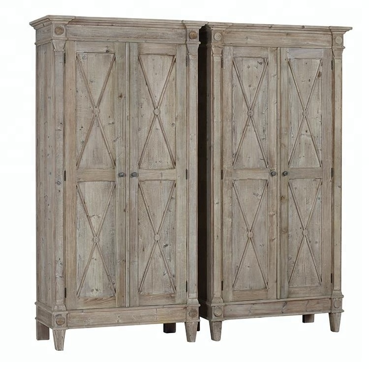 ANTIQUE HOUSE Recycled solid pine wood hand crafted reproduction vintage wooden bedroom dressing cabinet