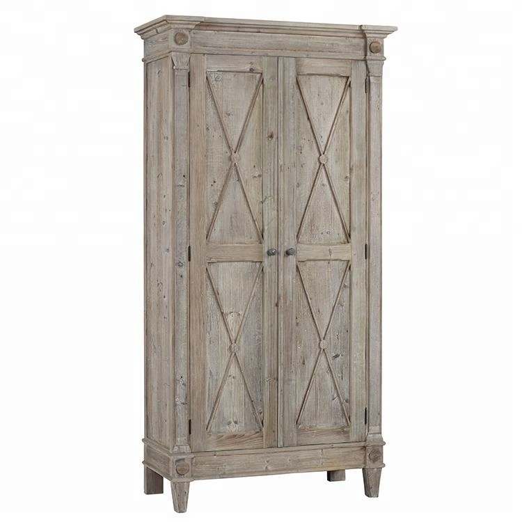 ANTIQUE HOUSE Recycled solid pine wood hand crafted reproduction vintage wooden bedroom dressing cabinet