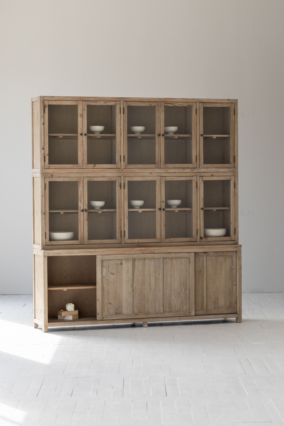 Living room furniture luxury recycled pine kitchen cabinets solid wood showcase display cabinets sideboard cabinet