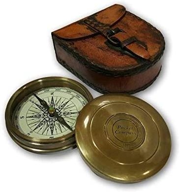 Engravable Handmade Latest Arrival Gold Plated New Brass Sundial Compass Unique Gift for Men with Leather Case  In Wholesale