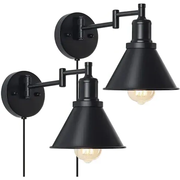 Vintage Industrial Antique Two-Light Wall Sconces With Round Cone Clear Glass Shade Gold/Wall Lamp Lighting Luxury For Indoor