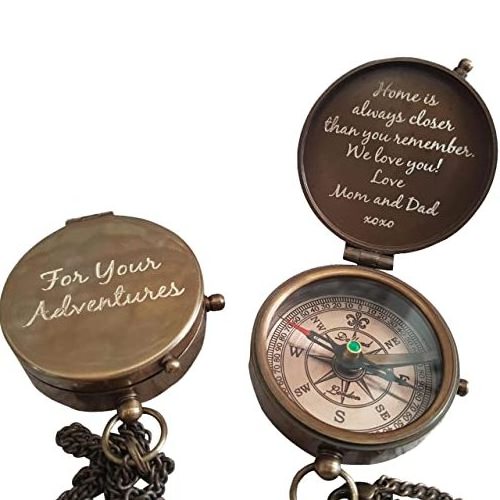 Magnetic Brass Hot selling quality premium luxury Nautical Sundial Compass With Wooden Box Collectible Marine Sun Dial Compass