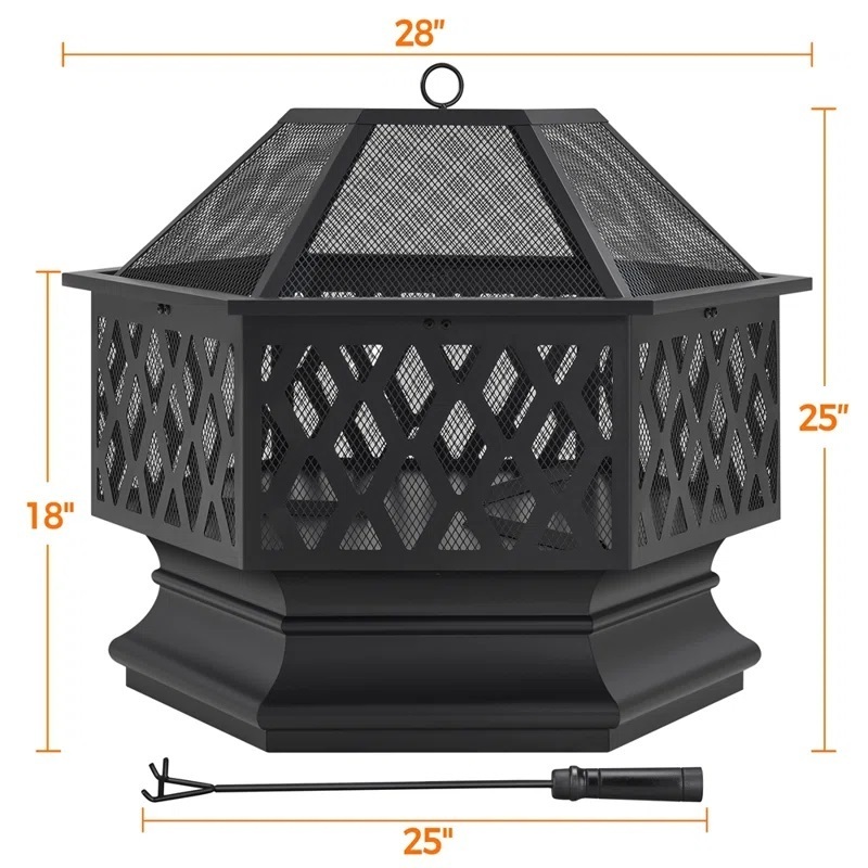 Black Coated New Premium Design Fire Pit High Quality Durable Fire Pit For Outdoor Garden Food Warming Usage Wood Waste Burner